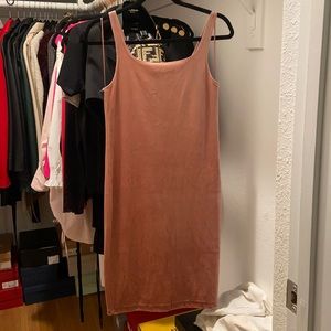 Zara Velvet Pink Midi Dress M